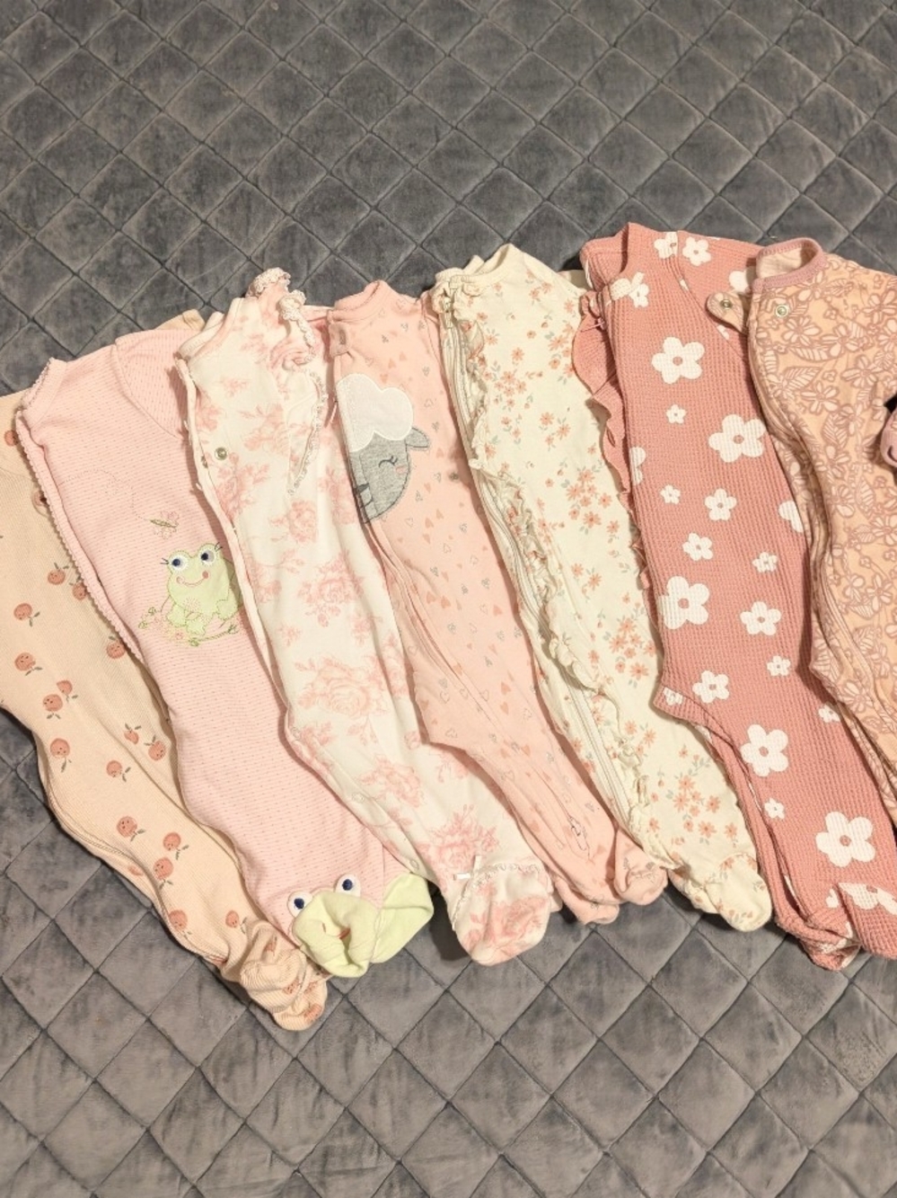 Baby Girls Pink Floral & Patterned One-Piece Sleepers